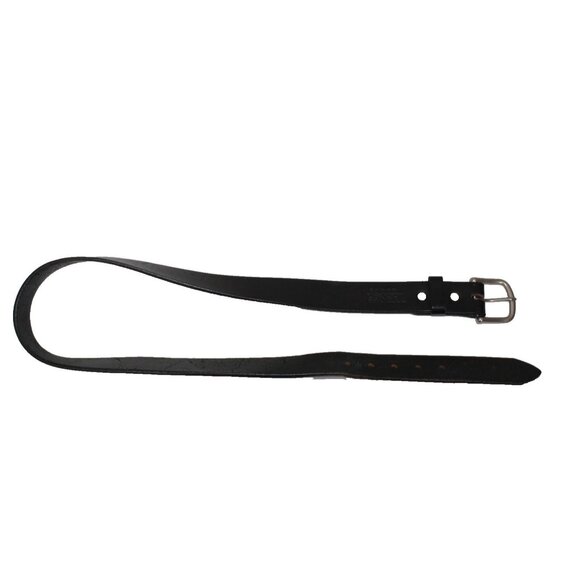 Tanner Goods Black Leather Belt Silver Buckle Size 36 Made In USA Western Rodeo - Picture 10 of 12